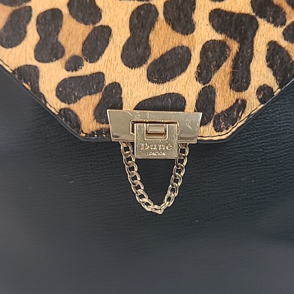 Dune London Calf Hair Leopard Flap / Black Leather Backpack Adjustable Straps - Picture 9 of 13
